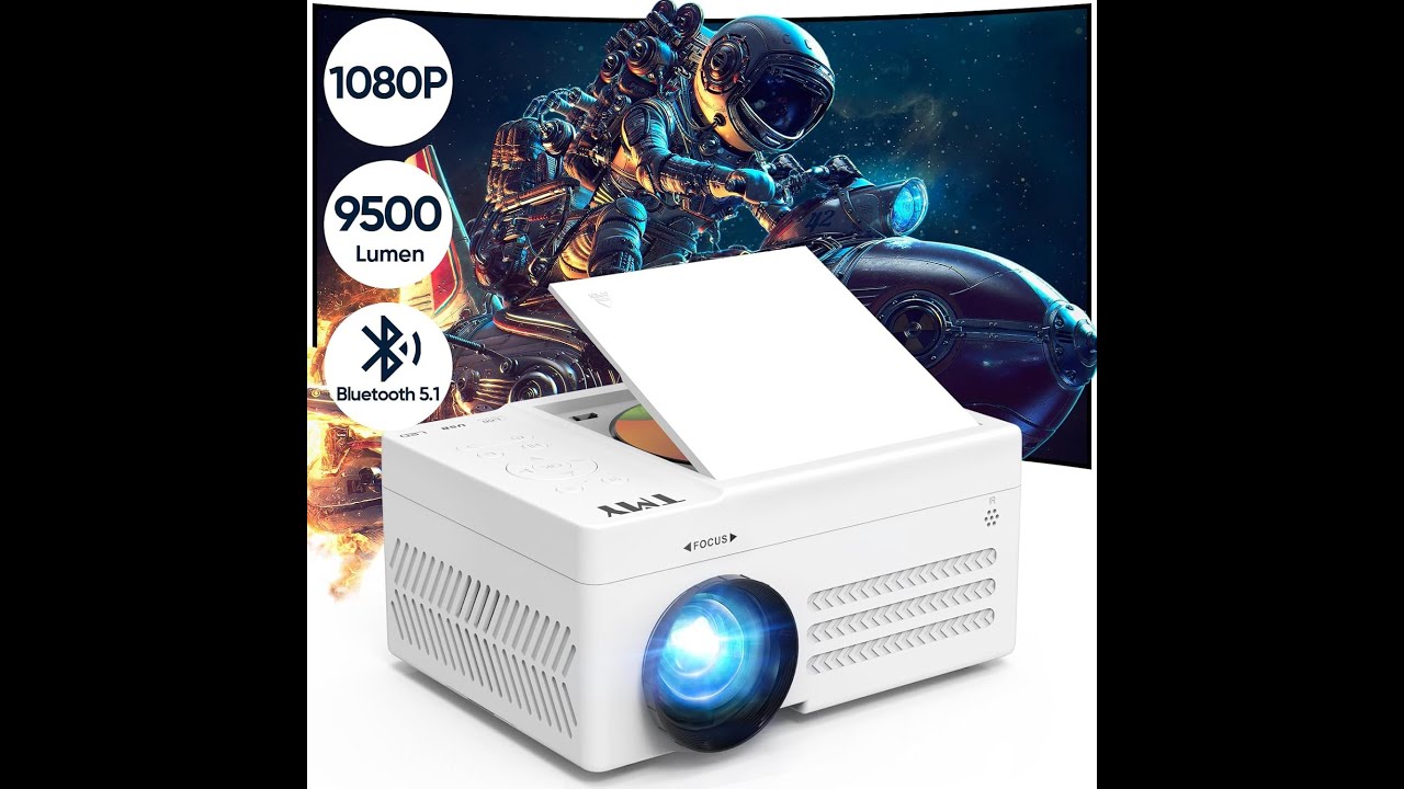 TMY Bluetooth Projector with DVD Player Built in, 1080P Mini Projector, Portable DVD Projector
