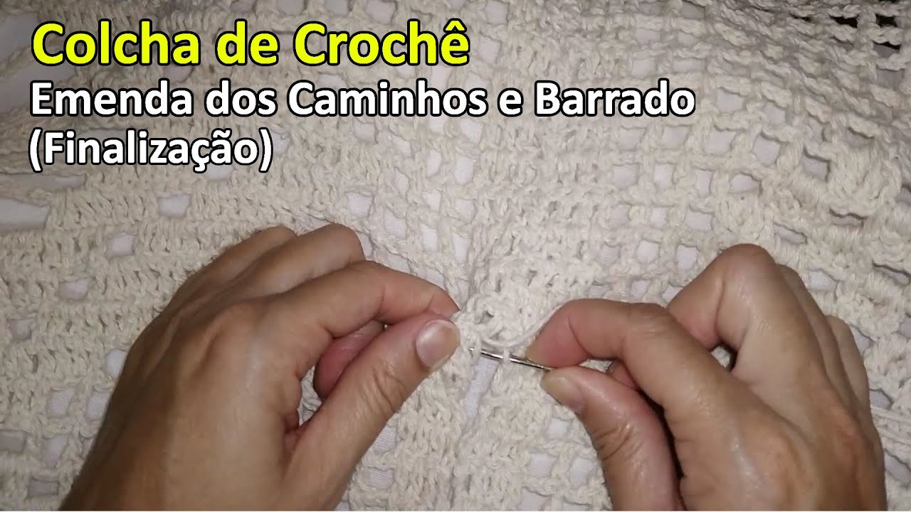 Colcha de Crochê Casal - Ponto Pipoca – Finalização: Emenda dos motivos e barrado