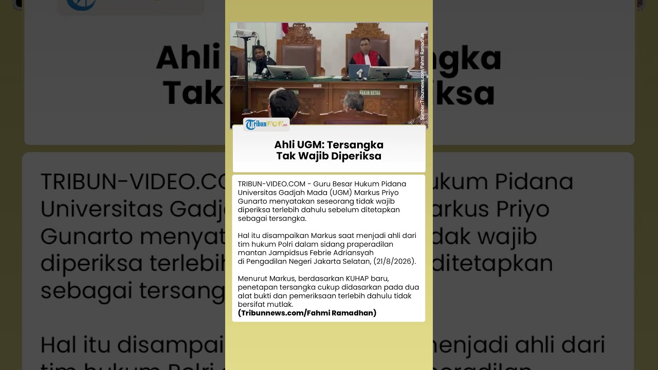 Guru Besar UGM Tegaskan Penetapan Tersangka Tak Wajib Didahului Pemeriksaan