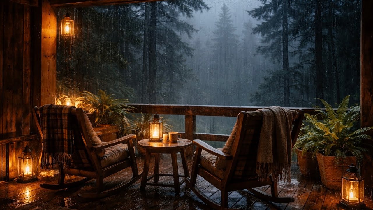 Heavy Rain Hitting a Forest Shelter at Night | Deep Sleep Sounds