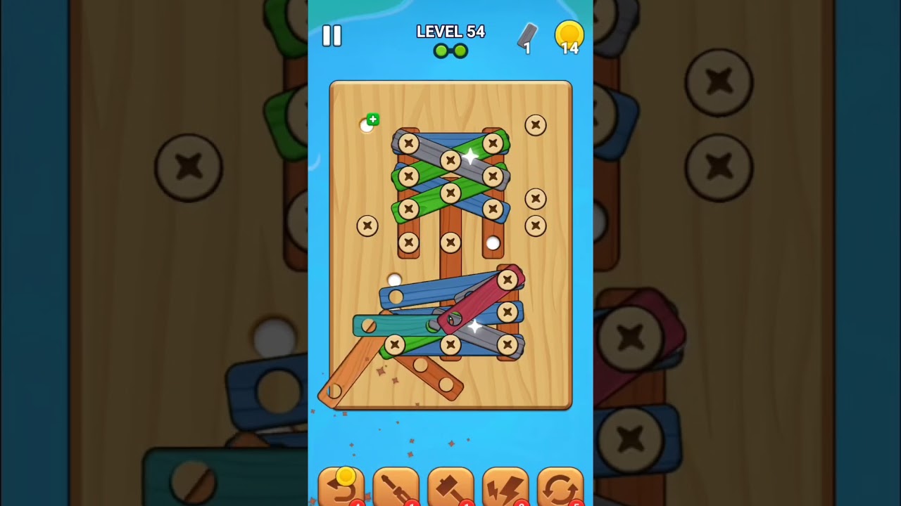 Wood Screw Puzzle &ndash; Stage 54 / Level 54 Solution | Easy Trick #WoodScrewPuzzle #PuzzleGame #Shorts