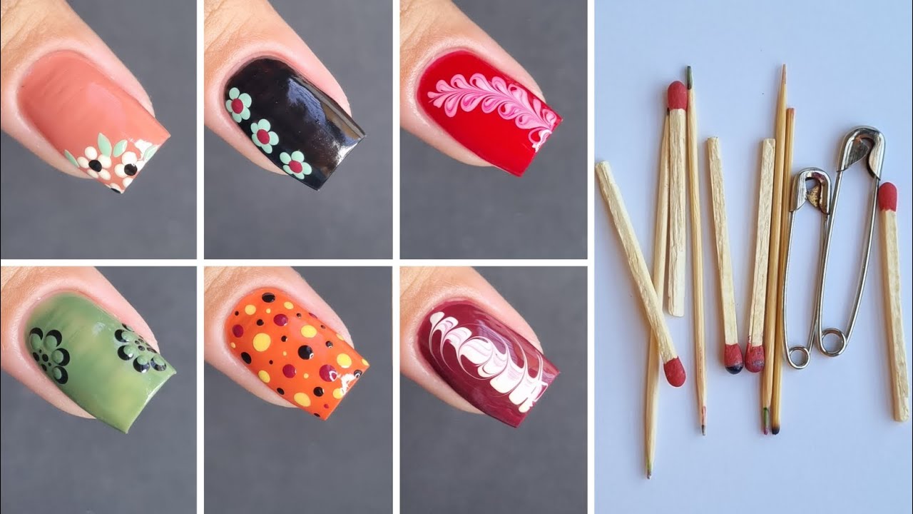 Easy Nailart Compilation at Home || Nailart using toothpicks & Safety pin 🧷 || Easynailart at Home
