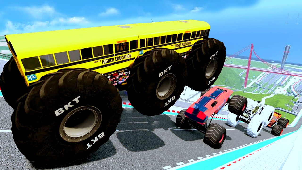 Epic High Speed monster trucks jumps stunts & crashes #019 | BeamNG Drive