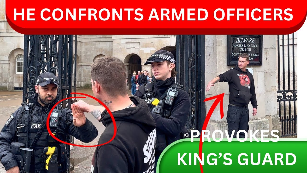 Clown Messes With the King’s Guard… Then Wanted To Fight The Armed Officers! 😳👑🛡️