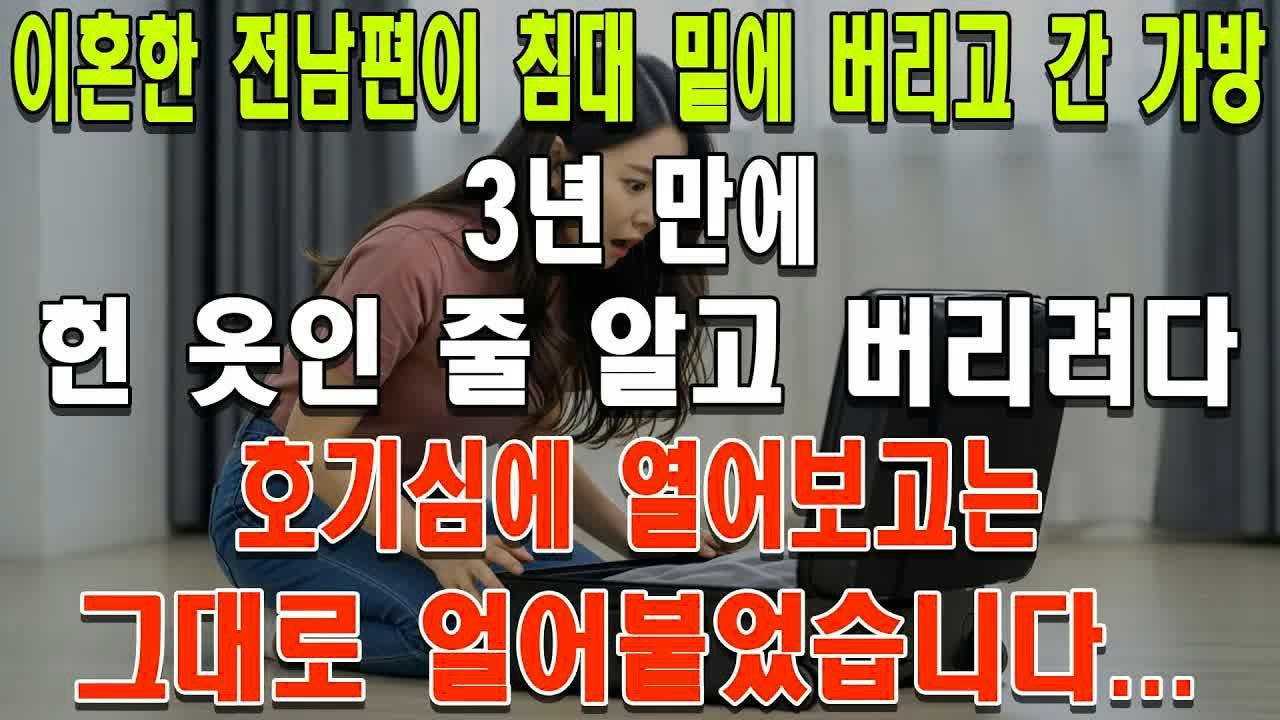 이혼한 전남편이 침대 밑에 버리고 간 가방, 3년 만에 헌 옷인 줄 알고 버리려다 호기심에 열어보고는 그대로 얼어붙었습니다