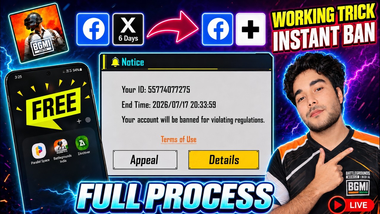 How to get 3rd Party 7 Days ban in BGMI 🔥 How to ban Bgmi id for 7 days Direct |bgmi 7 day ban Free😍