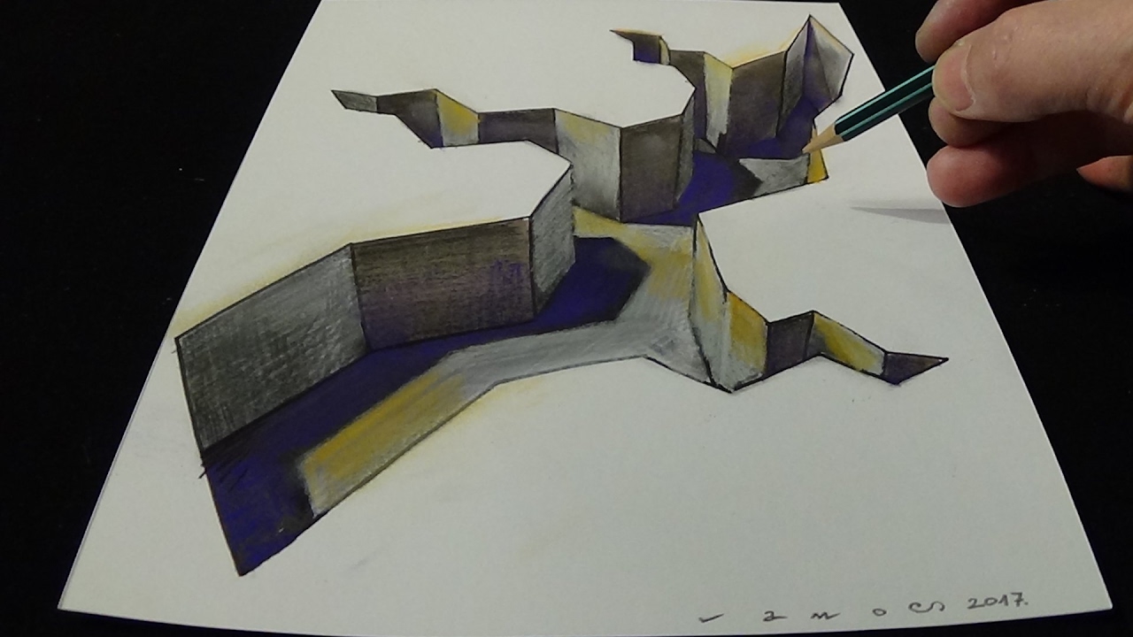 3D Drawing of a HOLE - How to Draw 3D HOLE - Trick Art Illusion
