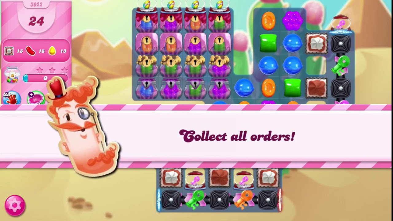 Candy Crush Saga Level 3022 With No Boosters - 3 Stars! ⭐️ ⭐️ ⭐️