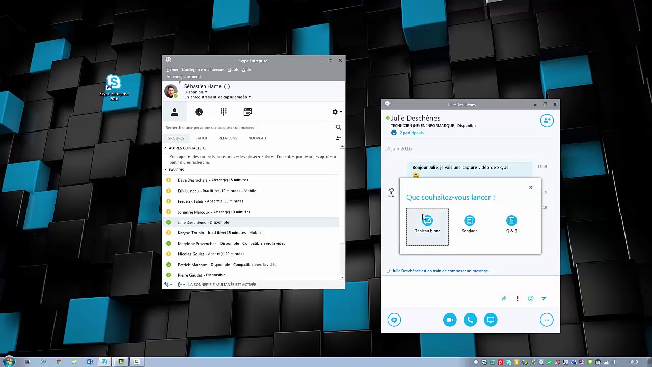 Utiliser Skype entreprise-Utiliser la discussion instantanée (Clavardage)