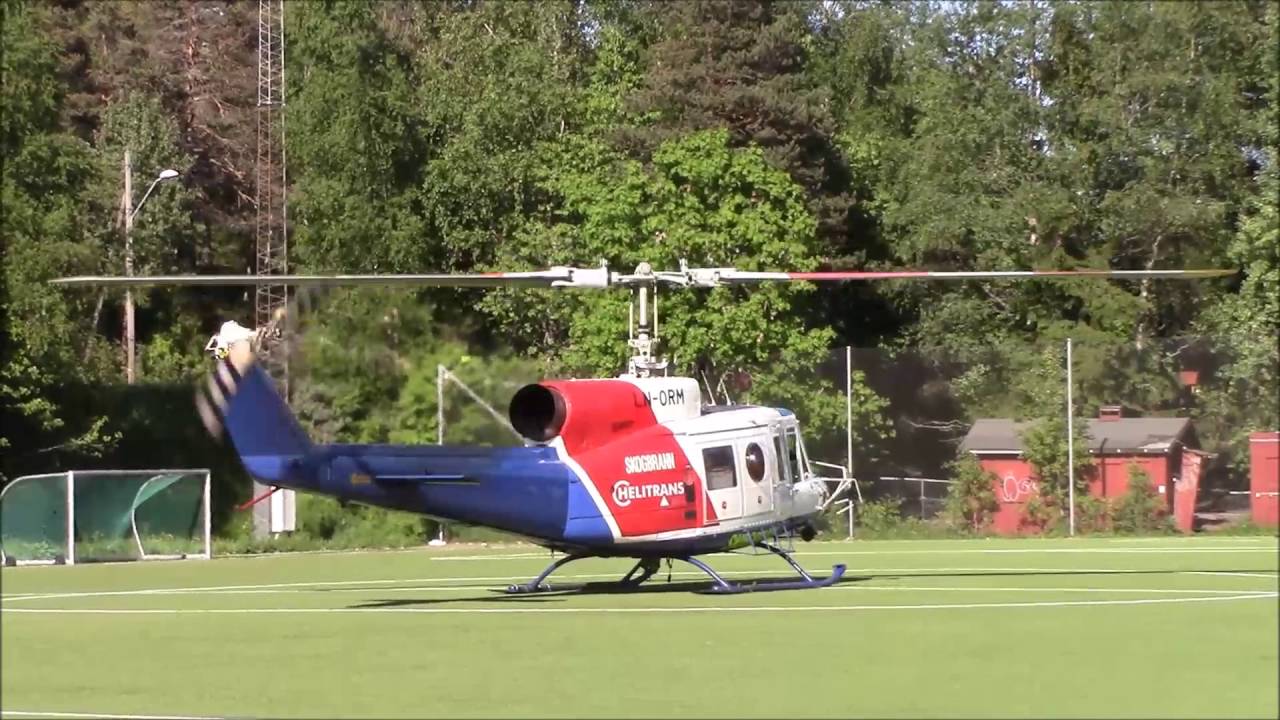 Bell 214B-1 Firefighter startup and takeoff (HD)