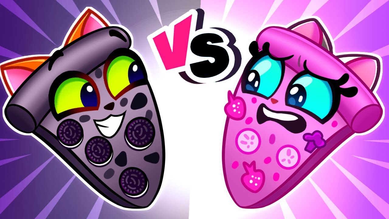 🖤 Black vs Pink 💗 Pizza || Yummy Kids Cartoons by Purr-Purr Tails 🐾