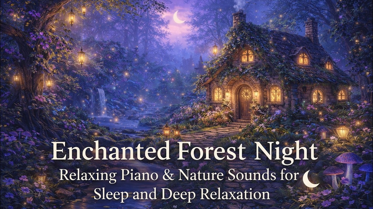 Enchanted Forest Night 🌙 | Relaxing Piano & Nature Sounds for Sleep and Deep Relaxation ✨