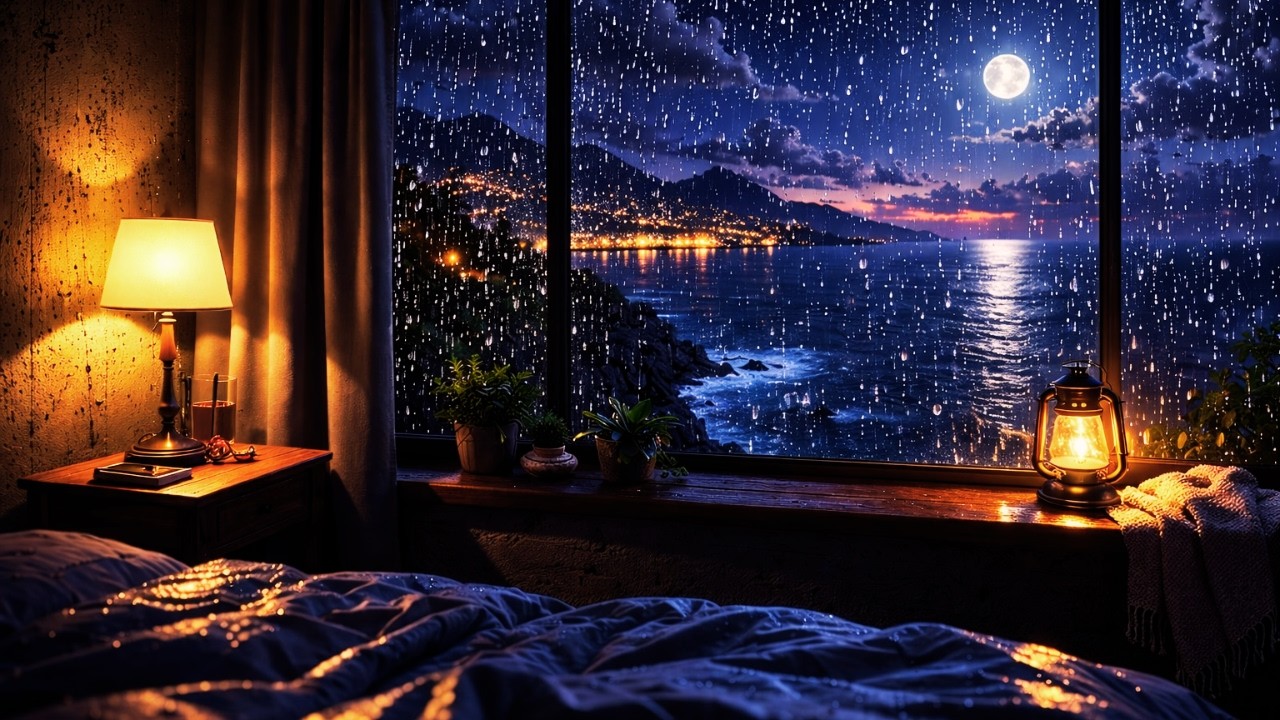 3 Hour Rainy Night Ambience 🌧️ Cozy Window Rain Sounds & Relaxing Sleep Music