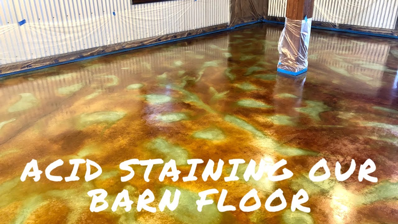 Acid Staining our Montana Haven Barn Concrete Floor