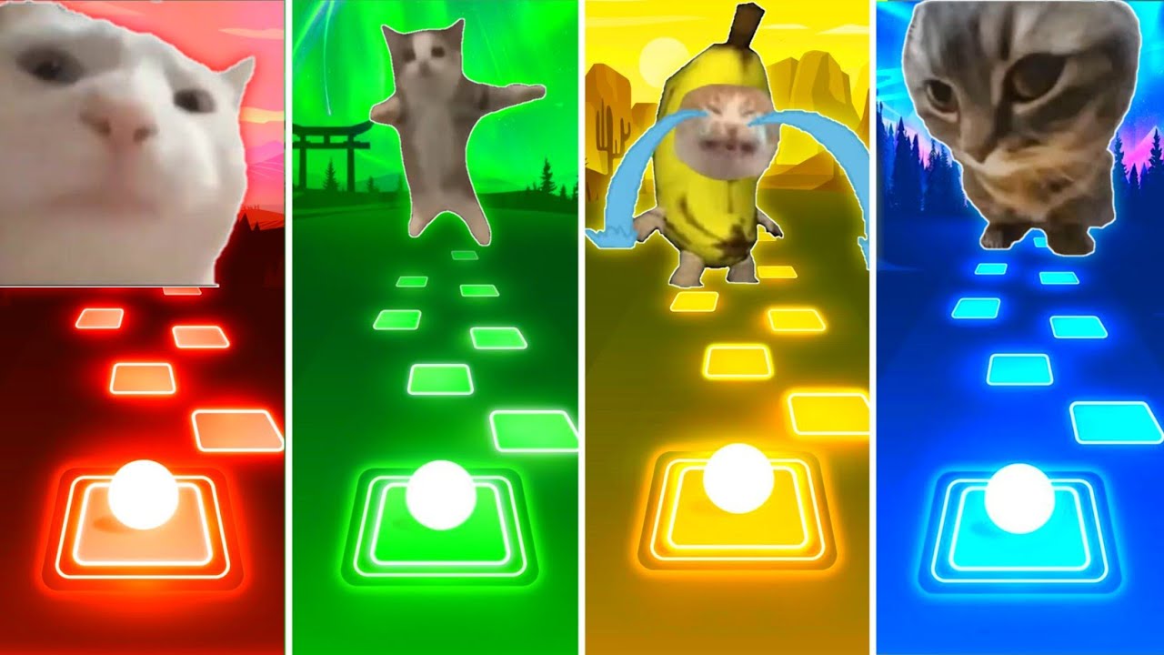 Vibing Cat vs Happy Cat vs Banana Cat vs Chipi Chipi Chapa Chapa Cat - Tiles Hop EDM Rush