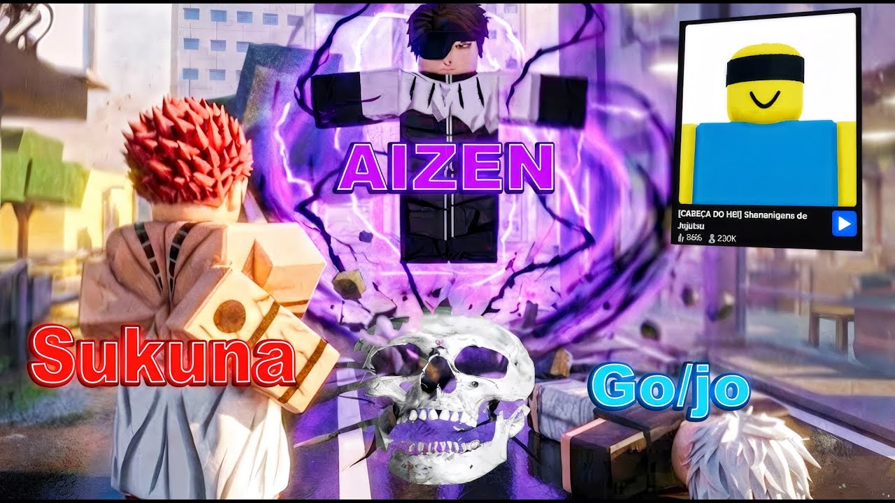 AIZEN VS SUKUNA HEIAN e GOJO MOVESET no Jujutsu Shenanigans