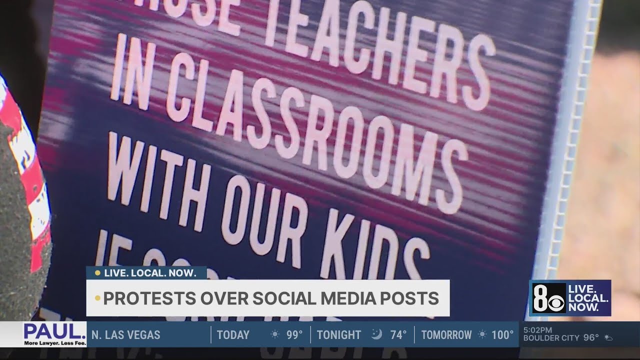 Opposing protests held following posts from Las Vegas teachers praising Charlie Kirk's killing