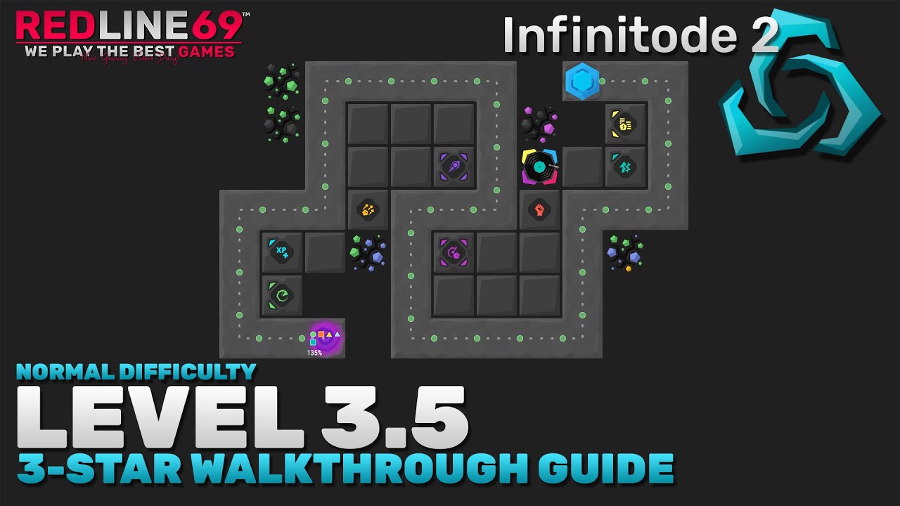 Infinitode 2 | Level 3.5 - Normal Difficulty | 3-Star Guide | Redline69 Games