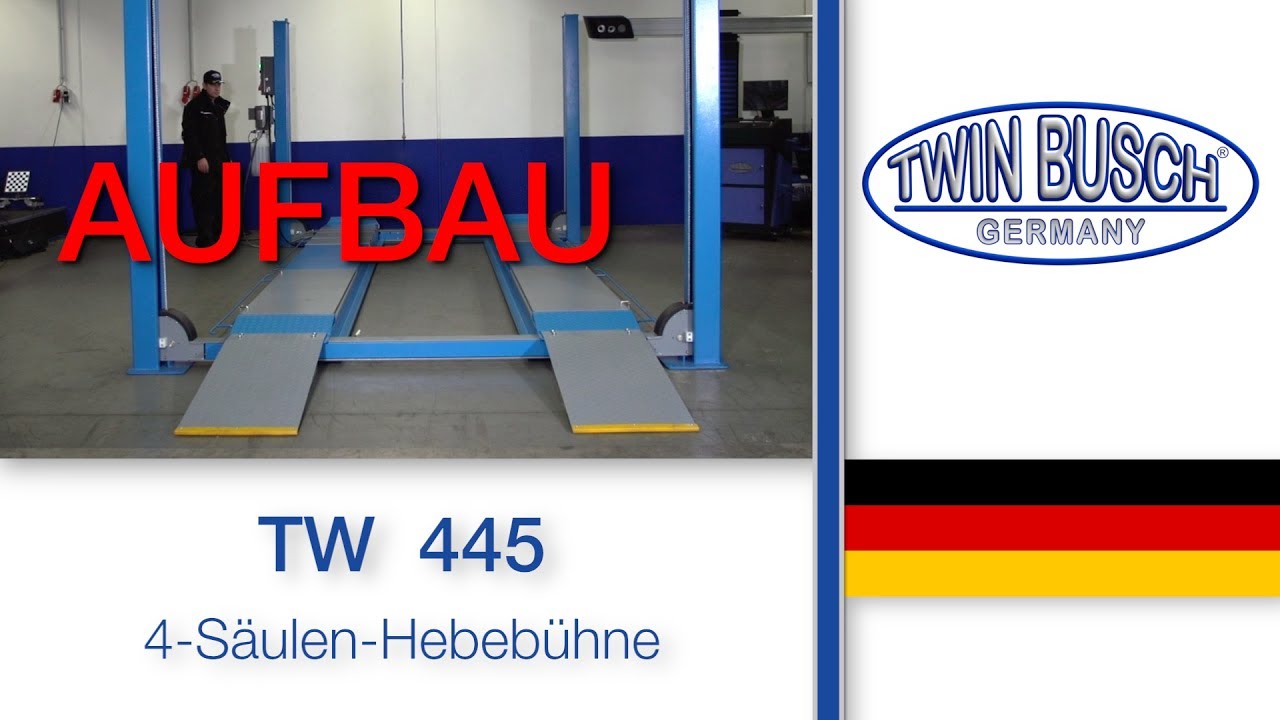 Aufbau der 4-Säulen-Hebebühne TW 445 von TWIN BUSCH®
