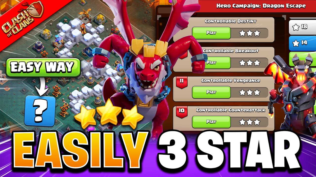 Easily 3 Star Dragon Escape Challenge 9-13 in Clash of Clans | Coc New Event Attack