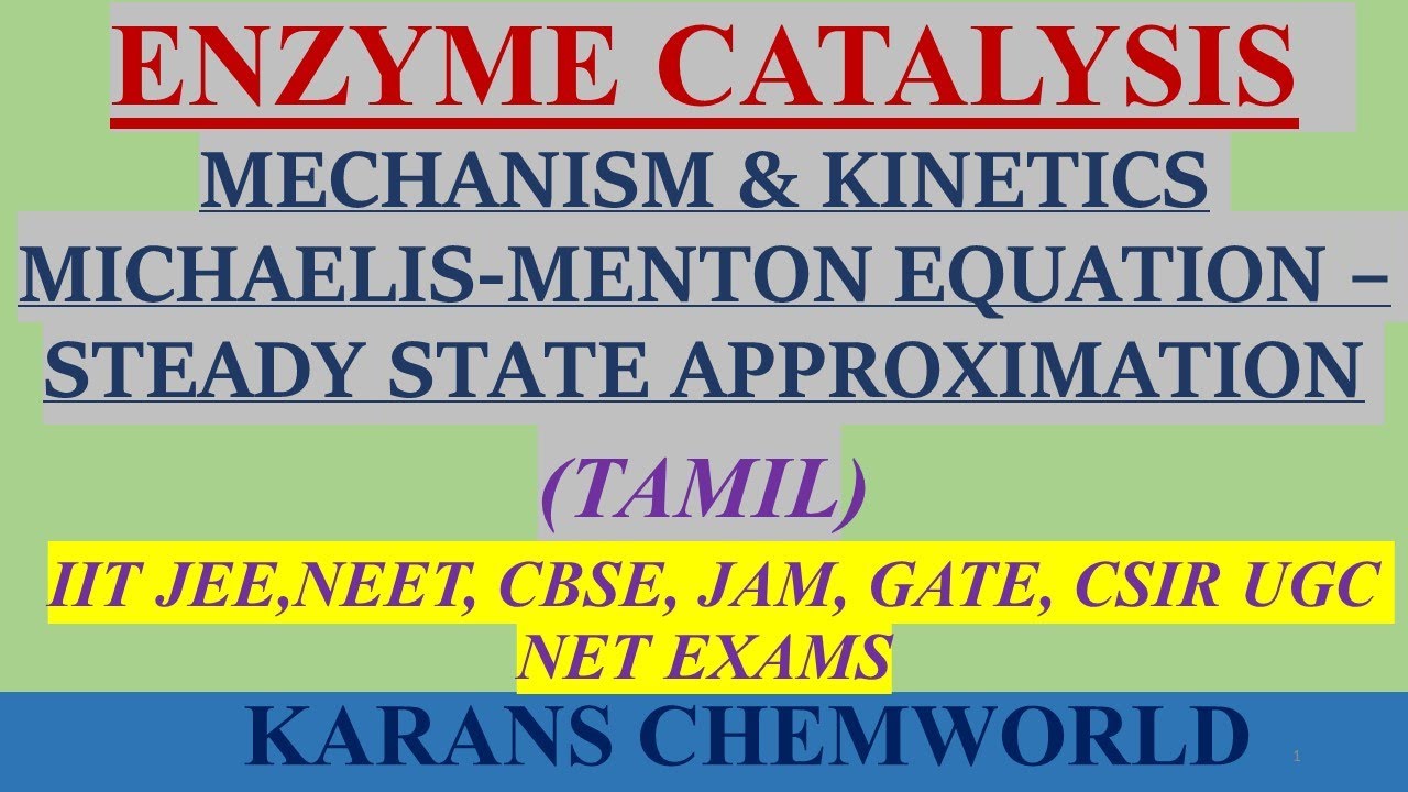 (TAMIL) ENZYME CATALYSIS  MECHANISM & KINETICS MICHAELIS-MENTON EQUATION STEADY STATE APPROXIMATION