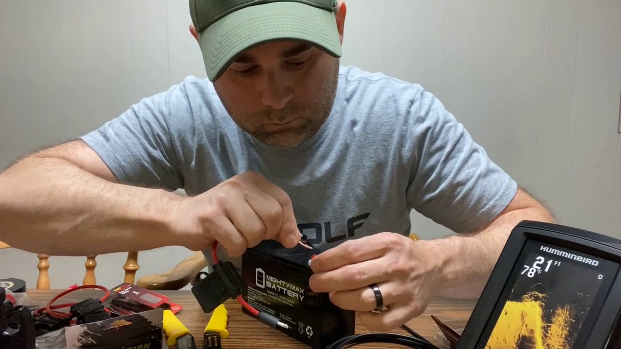Complete NOOB install - Humminbird fish finder for kayak to battery (start to finish)