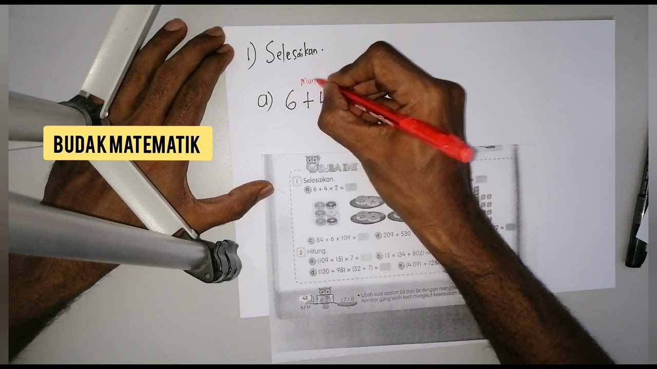 Tahun 5 : m/s 42 | Soalan 1 | Tambah darab | Buku teks matematik | Bimbingan