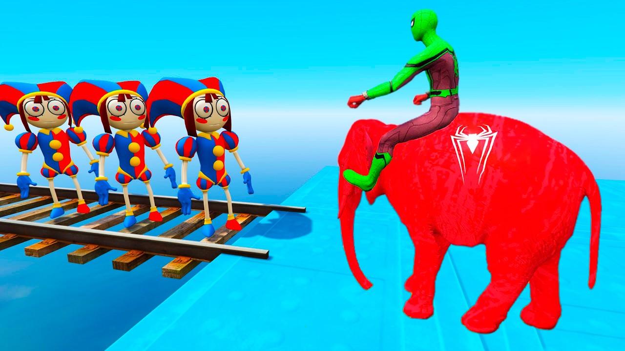 Long Slide Game With Elephant Gorilla Buffalo Hippopotamus Tiger - 3d Animal Game - Funny 3d Animals