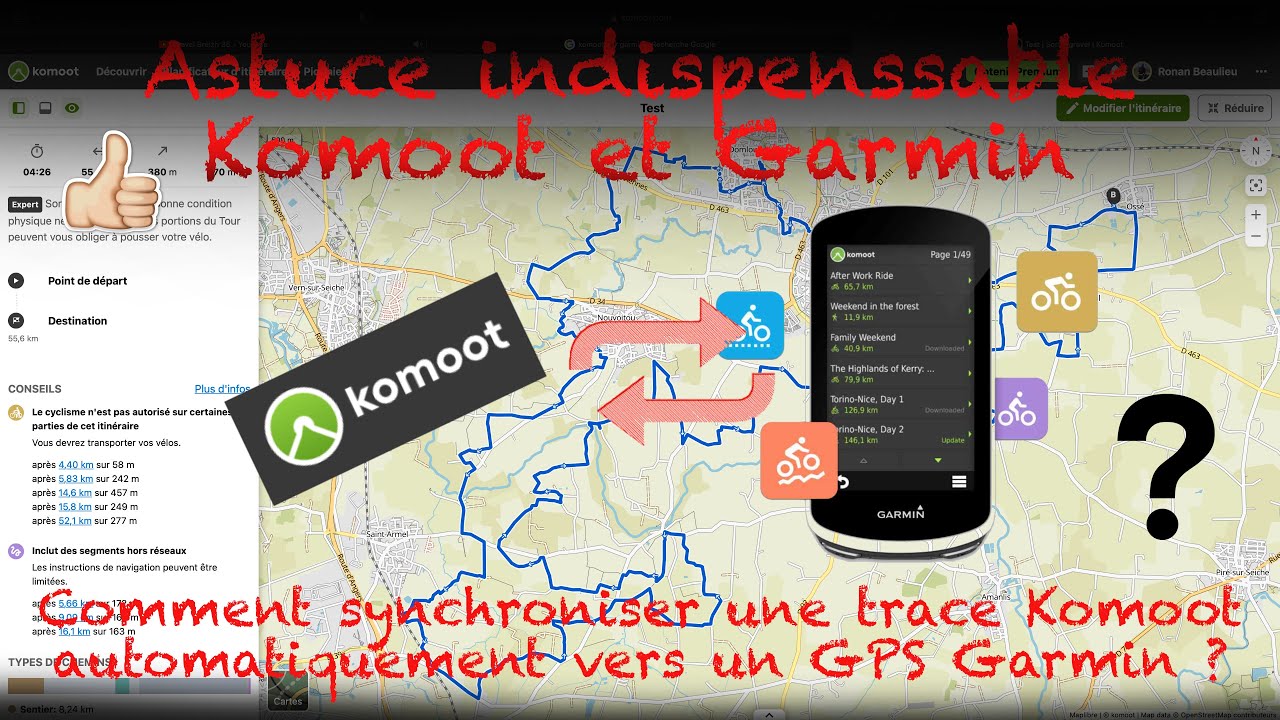 Astuce GARMIN et Komoot