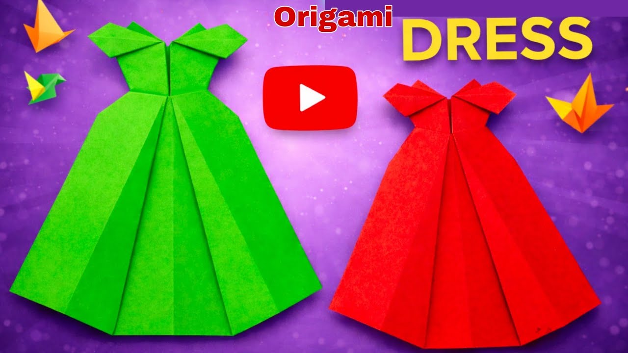 Как сшить платье из оригами 👗 | Простая поделка из бумаги