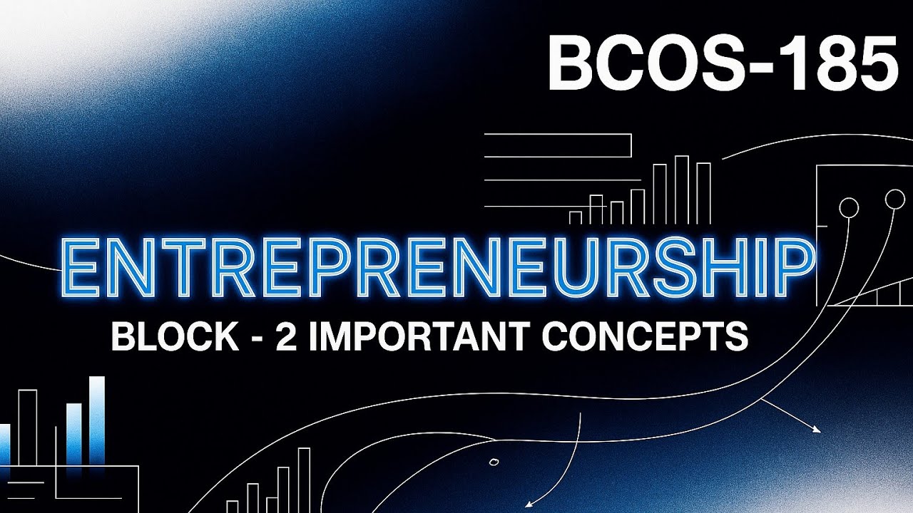 BCOS -185 Entrepreneurship Block -2  Important Concepts One shot ignou