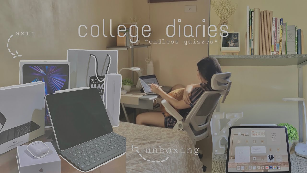 college diaries • tons of quizzes + unboxing iPad pro 11 & accessories *silent vlog* | Kwin Elijah