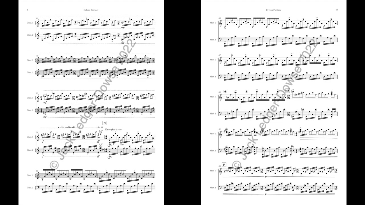 Sylvan Fantasy - Marimba Duet - Score Video