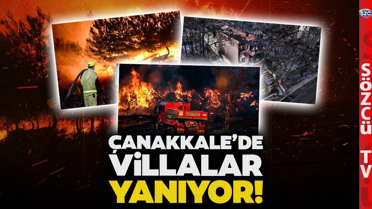 Çanakkale'de Korku Dolu Anlar! Rüzgar Yangını Yeniden Alevlendirdi! Evler Tehlikede