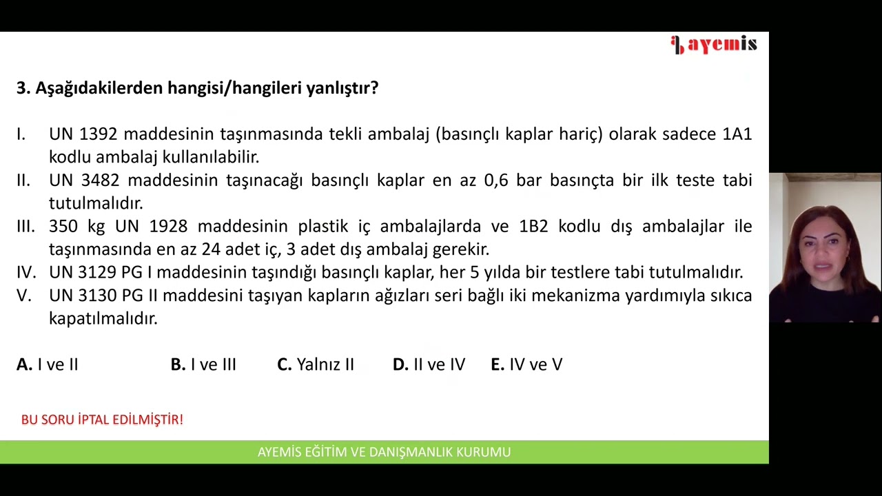 AYEMİS EĞİTİM KURUMU 17 EYLÜL 2022 ADR TMGD SINAV SORULARI  (Part1)