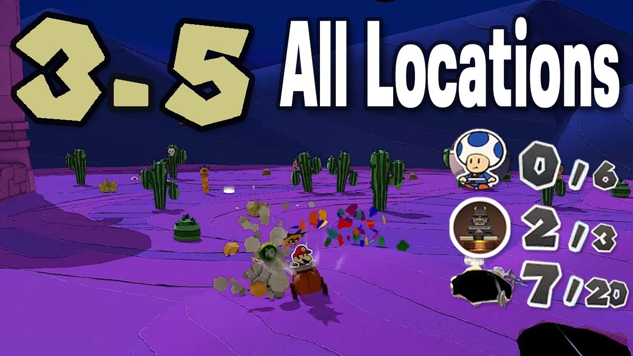 🌠  3-5 Scorching Sandpaper West - All Collectible Locations - Paper Mario : The Origami King