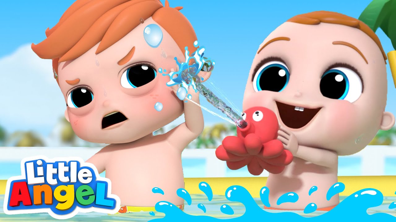 Splish, Splash, It's Pool Time! | Little Angel Kids Songs & Nursery Rhymes