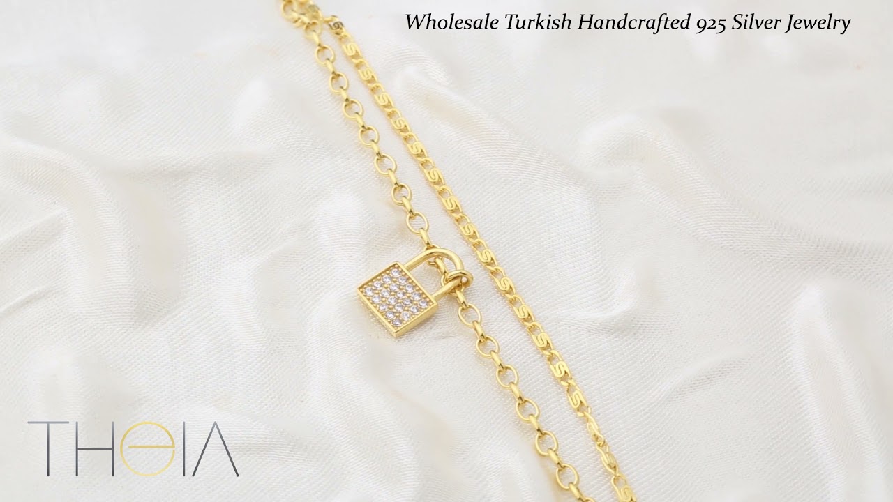 Padlock Chain Design Dual Chain Anklet Wholesale Handmade 925 Sterling Silver Jewelry