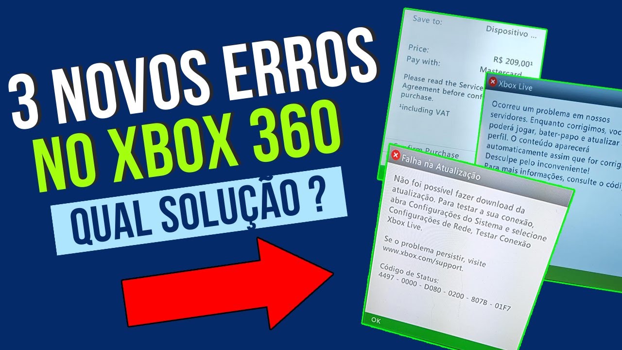 3 NOVOS ERROS NA XBOX LIVE DO XBOX 360 QUE ESTÃO ASSUSTANDO OS JOGADORES!! - SAIBA A SOLUÇÃO FÁCIL!