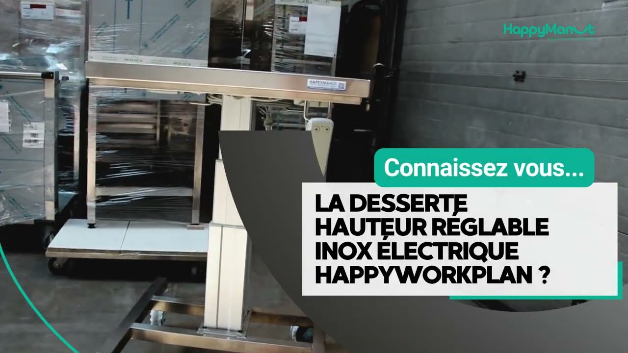 La table/desserte inox hauteur réglable électrique HAPPYWORKPLAN améliore l'ergonomie au travail ✨