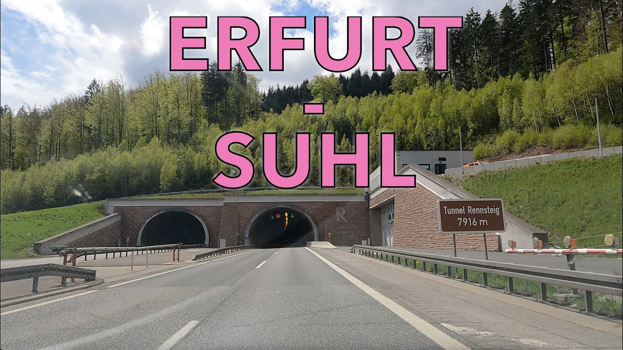 Driving on Bundesautobahn 71 from Erfurt to Suhl