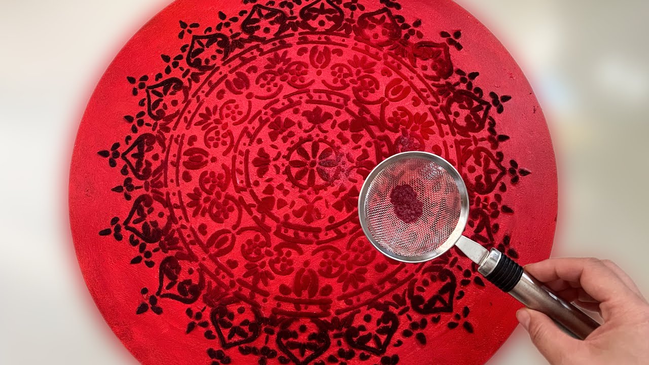 Mixed Media Mandala Art with Stencil Texture and Velvet Powder – Inspired by Persian Rugs