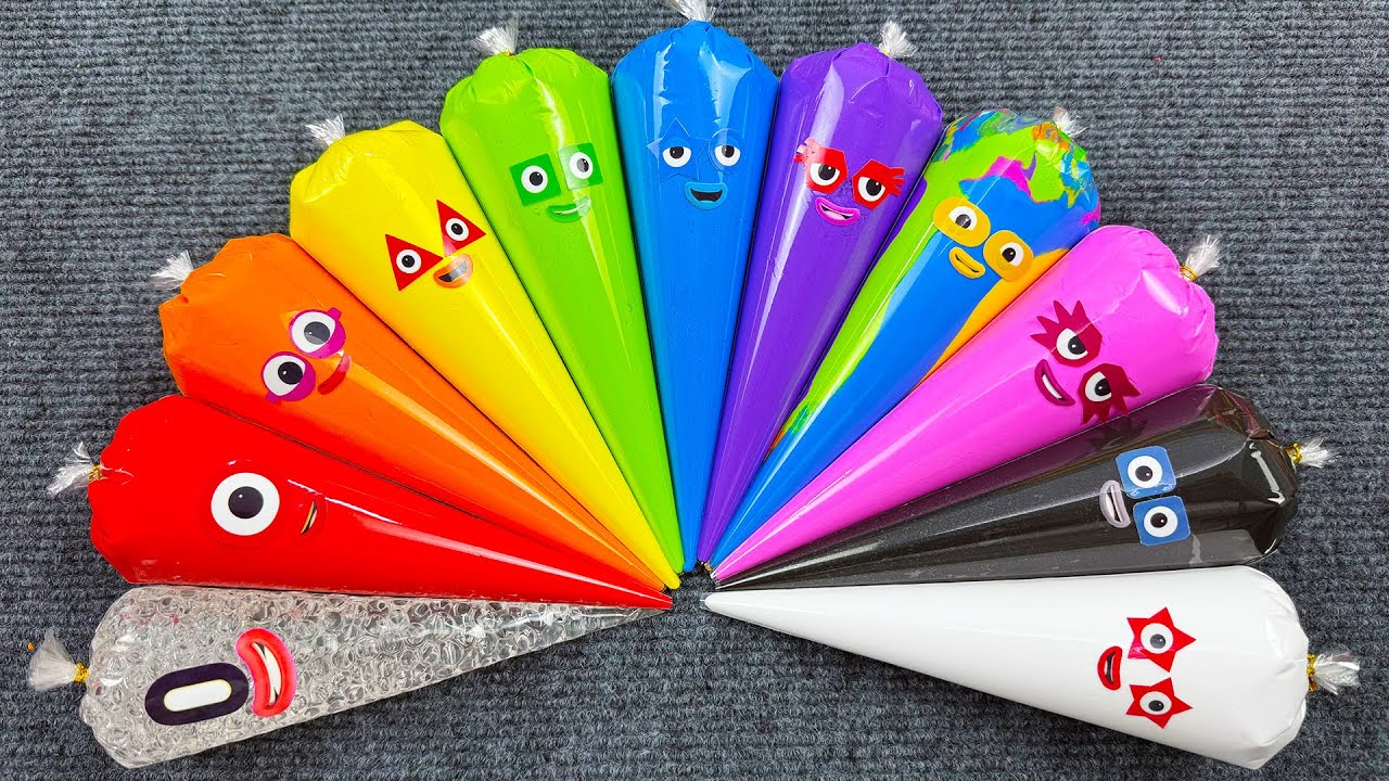 Numberblocks &ndash; Looking 🌈 Slime with Piping Bags! Satisfying Slime Videos, ASMR