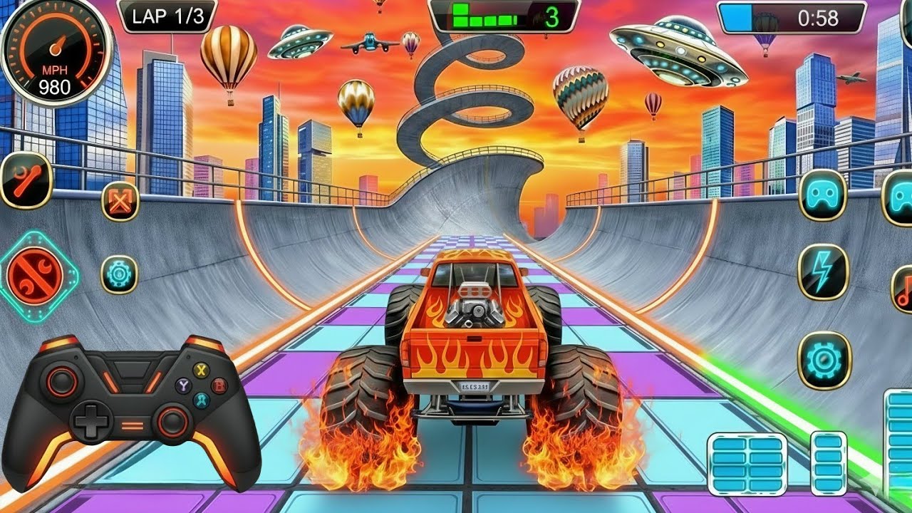 Monster Truck Stunt Game - Mega Ramp Impossible Tracks - Android Gameplay