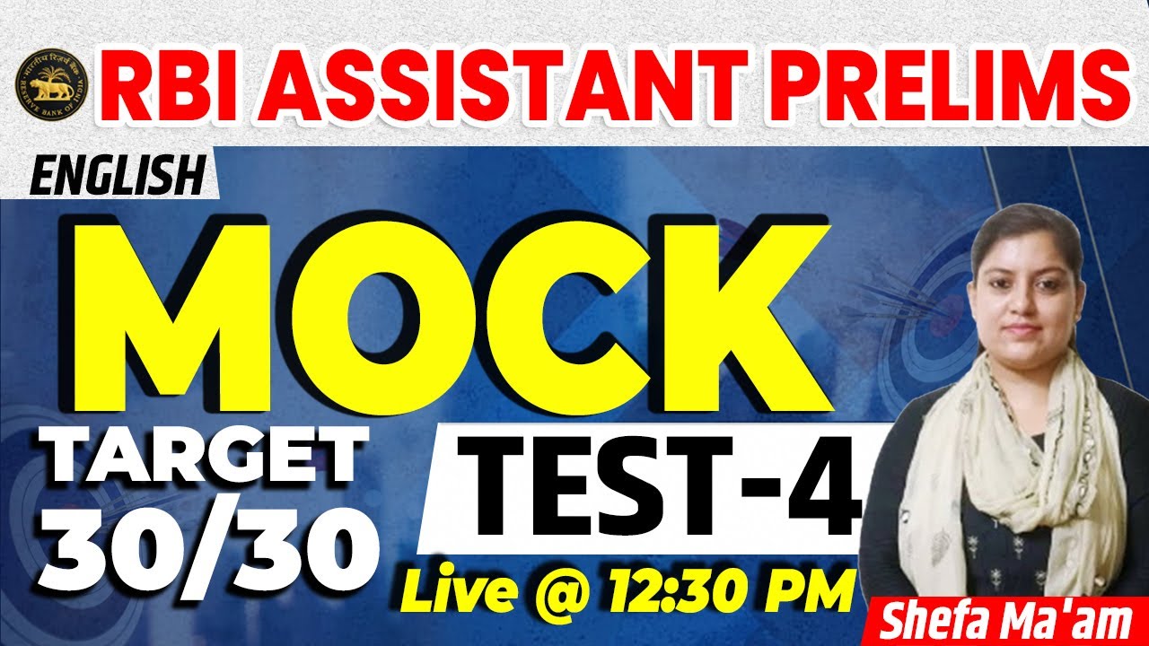 RBI Assistant Prelims 2022 | Mock Test | Target 30/30 | English Latest Pattern Question |Shefa Ma'am