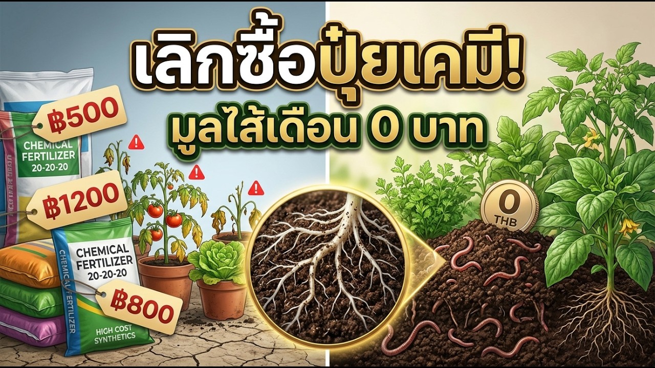 สูตรทำปุ๋ยใช้เอง: เลิกซื้อปุ๋ยเคมี 100% ด้วยมูลไส้เดือน ต้นทุน 0 บาท