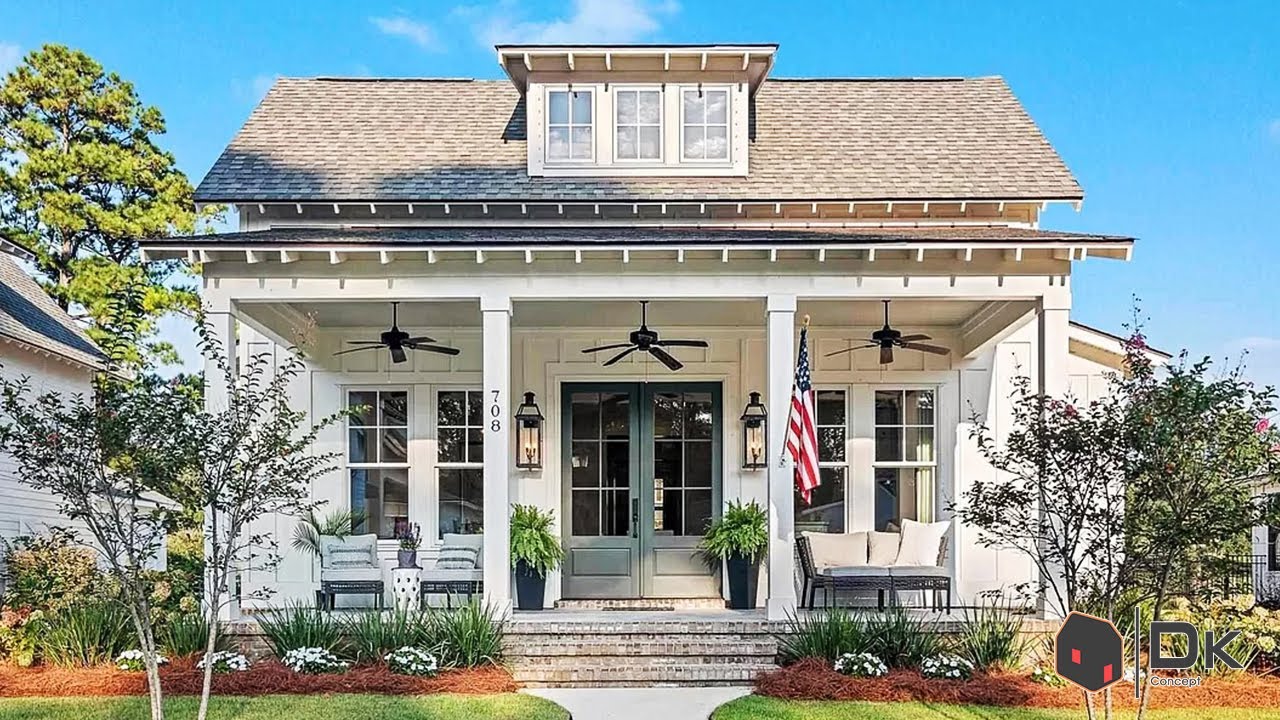 Southern living home tour- Lovely elegant cottage with front porch & back porch