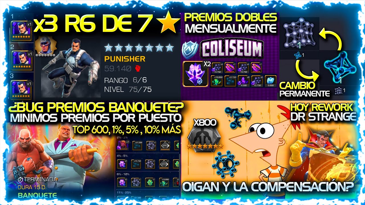 PREMIOS DOBLES+COMPENSACIÓN!? x3 7⭐️R6 - BUG PREMIOS xPUESTO/MÍNIMOS + HOY DR.STRANGE REWORK | MCOC 