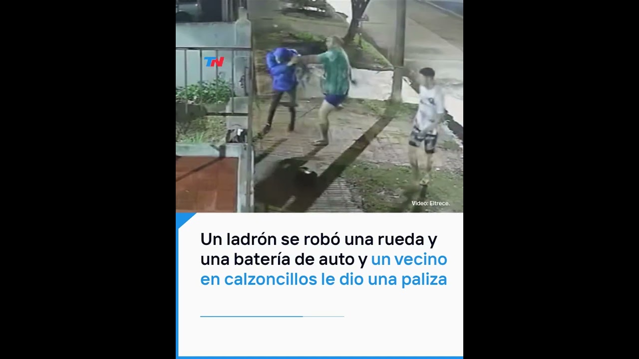 Un ladr&oacute;n se rob&oacute; una rueda y una bater&iacute;a de un auto y un vecino en calzoncillos le dio una paliza