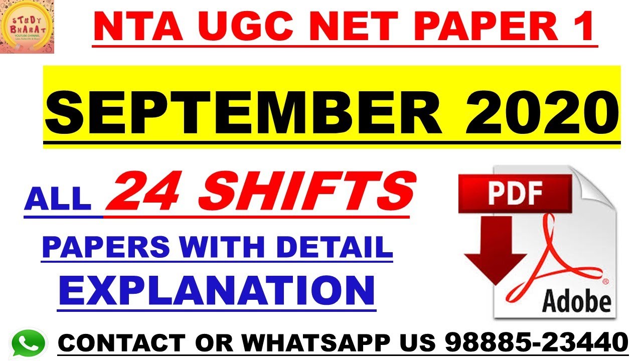 Ugc net Paper 1 September 2020 All 24 shifts Previous year Papers